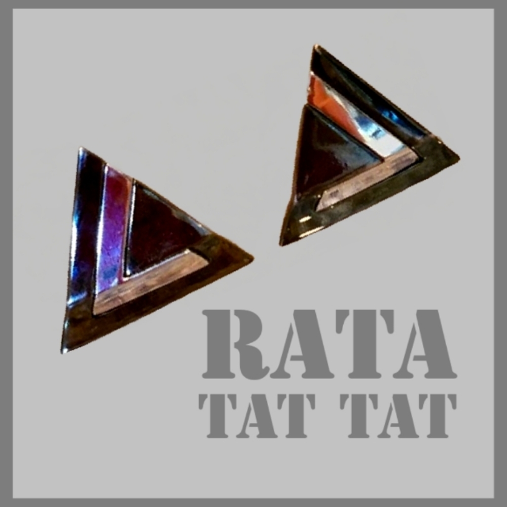 Modernist TAT Geometric Black & Gray Earrings - Picture 6 of 6